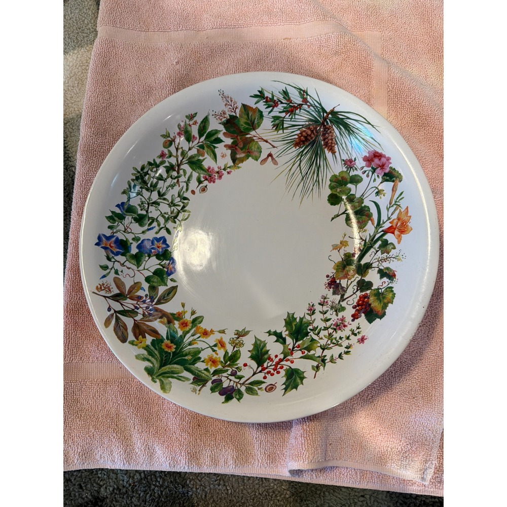 Hallmark Heritage Collection CERAMIC Botanical Wreath Serving Bowl ‎ 12in